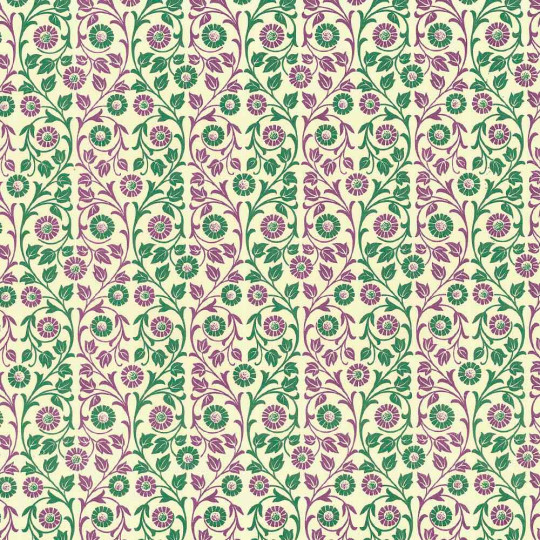 Purple and Green Flower and Vine Print Italian Paper ~ Carta Varese Italy